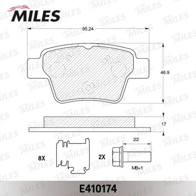 E410174 MILES Комплект тормозных колодок, дисковый тормоз