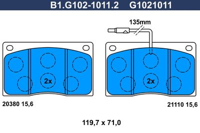 B1G10210112 GALFER Комплект тормозных колодок, дисковый тормоз