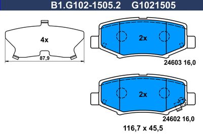 B1G10215052 GALFER Комплект тормозных колодок, дисковый тормоз