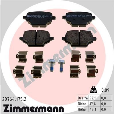 207641752 ZIMMERMANN Комплект тормозных колодок, дисковый тормоз