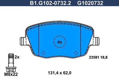 B1G10207322 GALFER Комплект тормозных колодок, дисковый тормоз