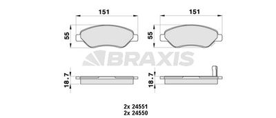 AB0434 BRAXIS Комплект тормозных колодок, дисковый тормоз