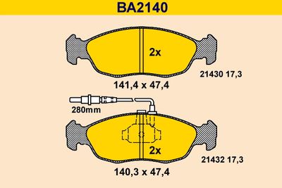 BA2140 BARUM Комплект тормозных колодок, дисковый тормоз