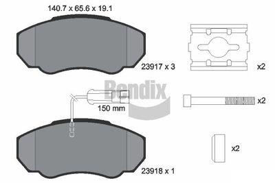 BPD1161 BENDIX Braking Комплект тормозных колодок, дисковый тормоз