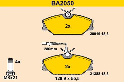 BA2050 BARUM Комплект тормозных колодок, дисковый тормоз