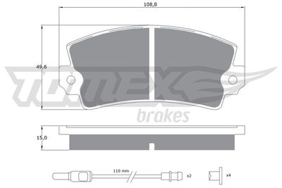 TX10431 TOMEX Brakes Комплект тормозных колодок, дисковый тормоз