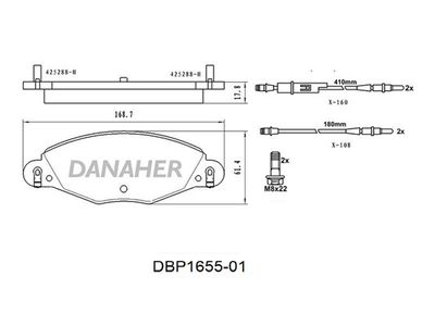DBP165501 DANAHER Комплект тормозных колодок, дисковый тормоз