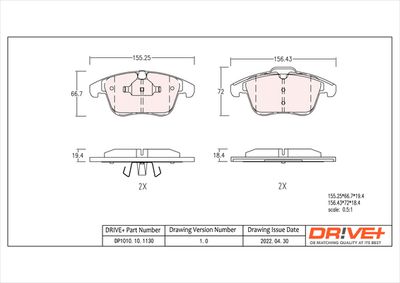 DP1010101130 Dr!ve+ Комплект тормозных колодок, дисковый тормоз