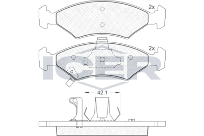 181231 ICER Комплект тормозных колодок, дисковый тормоз