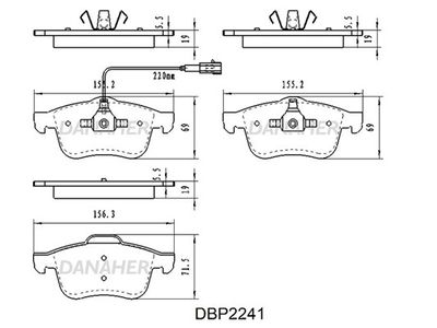 DBP2241 DANAHER Комплект тормозных колодок, дисковый тормоз