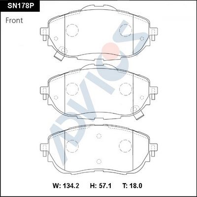 SN178P ADVICS Комплект тормозных колодок, дисковый тормоз