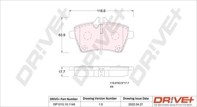 DP1010101149 Dr!ve+ Комплект тормозных колодок, дисковый тормоз