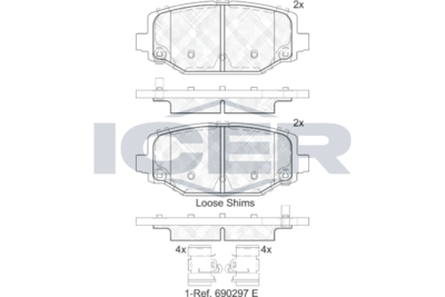 182053 ICER Комплект тормозных колодок, дисковый тормоз