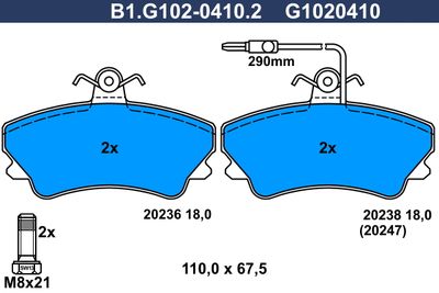 B1G10204102 GALFER Комплект тормозных колодок, дисковый тормоз