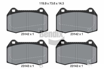 BPD1933 BENDIX Braking Комплект тормозных колодок, дисковый тормоз