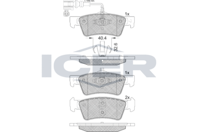 141816 ICER Комплект тормозных колодок, дисковый тормоз