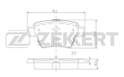 BS1144 ZEKKERT Комплект тормозных колодок, дисковый тормоз