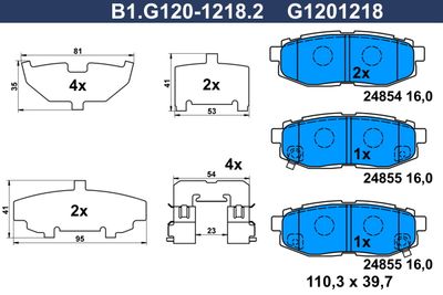 B1G12012182 GALFER Комплект тормозных колодок, дисковый тормоз
