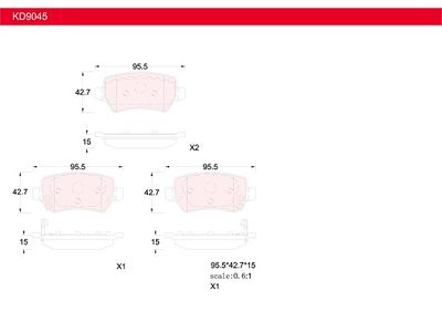 KD9045 ASIMCO Комплект тормозных колодок, дисковый тормоз