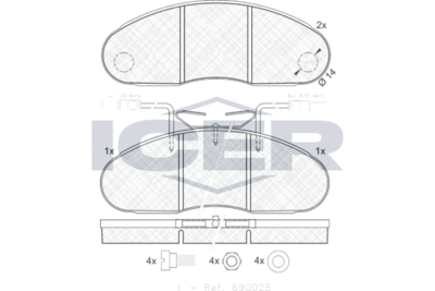 140994 ICER Комплект тормозных колодок, дисковый тормоз