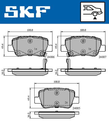 VKBP90458A SKF Комплект тормозных колодок, дисковый тормоз