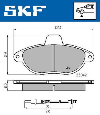 VKBP80423E SKF Комплект тормозных колодок, дисковый тормоз