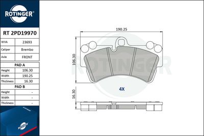 RT2PD19970 ROTINGER Комплект тормозных колодок, дисковый тормоз