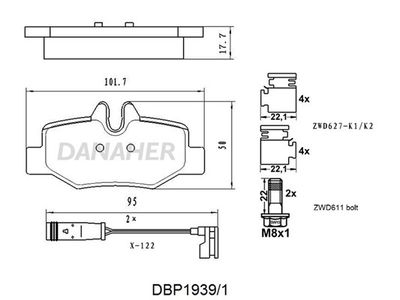 DBP19391 DANAHER Комплект тормозных колодок, дисковый тормоз