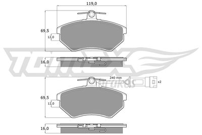 TX10631 TOMEX Brakes Комплект тормозных колодок, дисковый тормоз