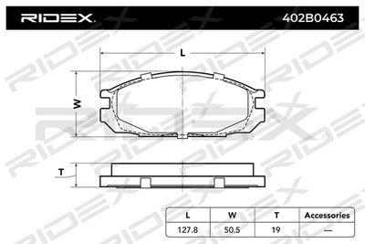 402B0463 RIDEX Комплект тормозных колодок, дисковый тормоз