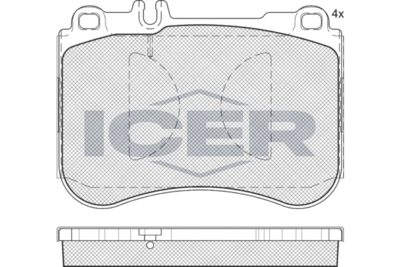182194 ICER Комплект тормозных колодок, дисковый тормоз