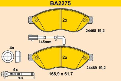 BA2275 BARUM Комплект тормозных колодок, дисковый тормоз