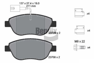 BPD1053 BENDIX Braking Комплект тормозных колодок, дисковый тормоз