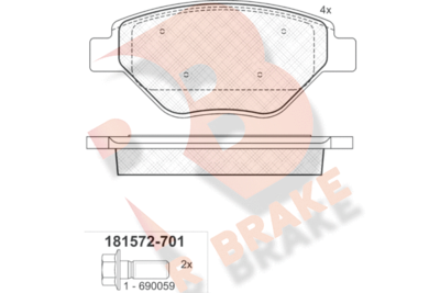 RB1572701 R BRAKE Комплект тормозных колодок, дисковый тормоз