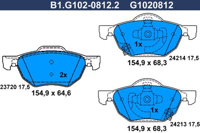 B1G10208122 GALFER Комплект тормозных колодок, дисковый тормоз