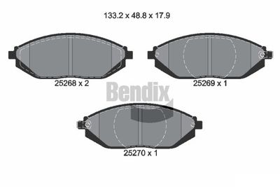 BPD1363 BENDIX Braking Комплект тормозных колодок, дисковый тормоз