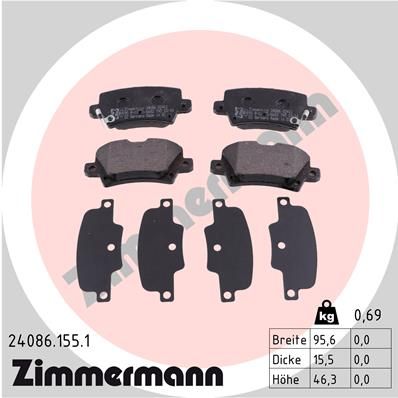 240861551 ZIMMERMANN Комплект тормозных колодок, дисковый тормоз