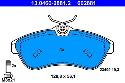 13046028812 ATE Комплект тормозных колодок, дисковый тормоз