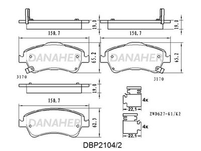DBP21042 DANAHER Комплект тормозных колодок, дисковый тормоз