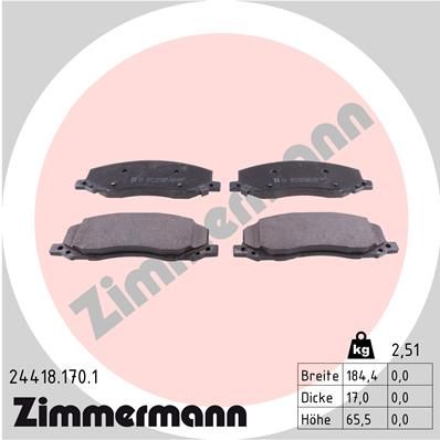 244181701 ZIMMERMANN Комплект тормозных колодок, дисковый тормоз