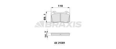 AA0479 BRAXIS Комплект тормозных колодок, дисковый тормоз