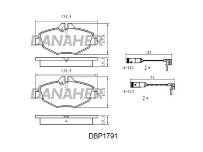DBP1791 DANAHER Комплект тормозных колодок, дисковый тормоз
