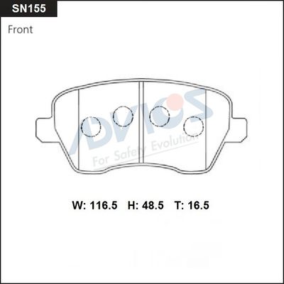 SN155 ADVICS Комплект тормозных колодок, дисковый тормоз