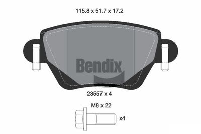 BPD1371 BENDIX Braking Комплект тормозных колодок, дисковый тормоз