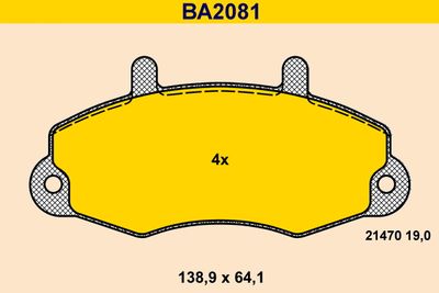 BA2081 BARUM Комплект тормозных колодок, дисковый тормоз