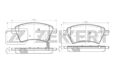 BS1545 ZEKKERT Комплект тормозных колодок, дисковый тормоз