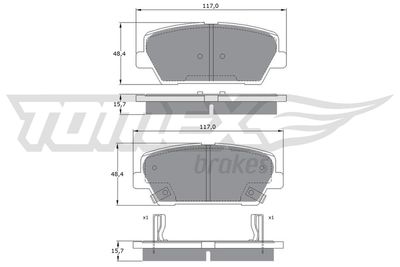 TX1745 TOMEX Brakes Комплект тормозных колодок, дисковый тормоз