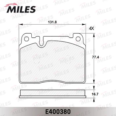 E400380 MILES Комплект тормозных колодок, дисковый тормоз