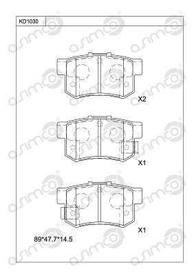 KD1030 ASIMCO Комплект тормозных колодок, дисковый тормоз