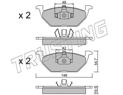 2201 TRUSTING Комплект тормозных колодок, дисковый тормоз